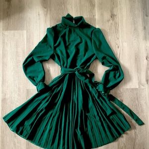 Shein emerald pleated dress